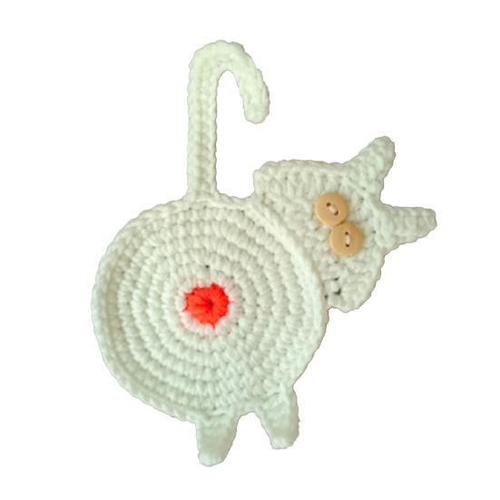 Плетеные вручную подставки для кошек, милые вязаные подставки для кофе в форме кошек, защита столешницы, изоляционный коврик для домашнего офисного декора