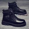 Martin Boots Men's High-top New Spring and Autumn Mid-top Versatile Black Tooling Locomotive Casual Leather Shoes Short Boots Shoes