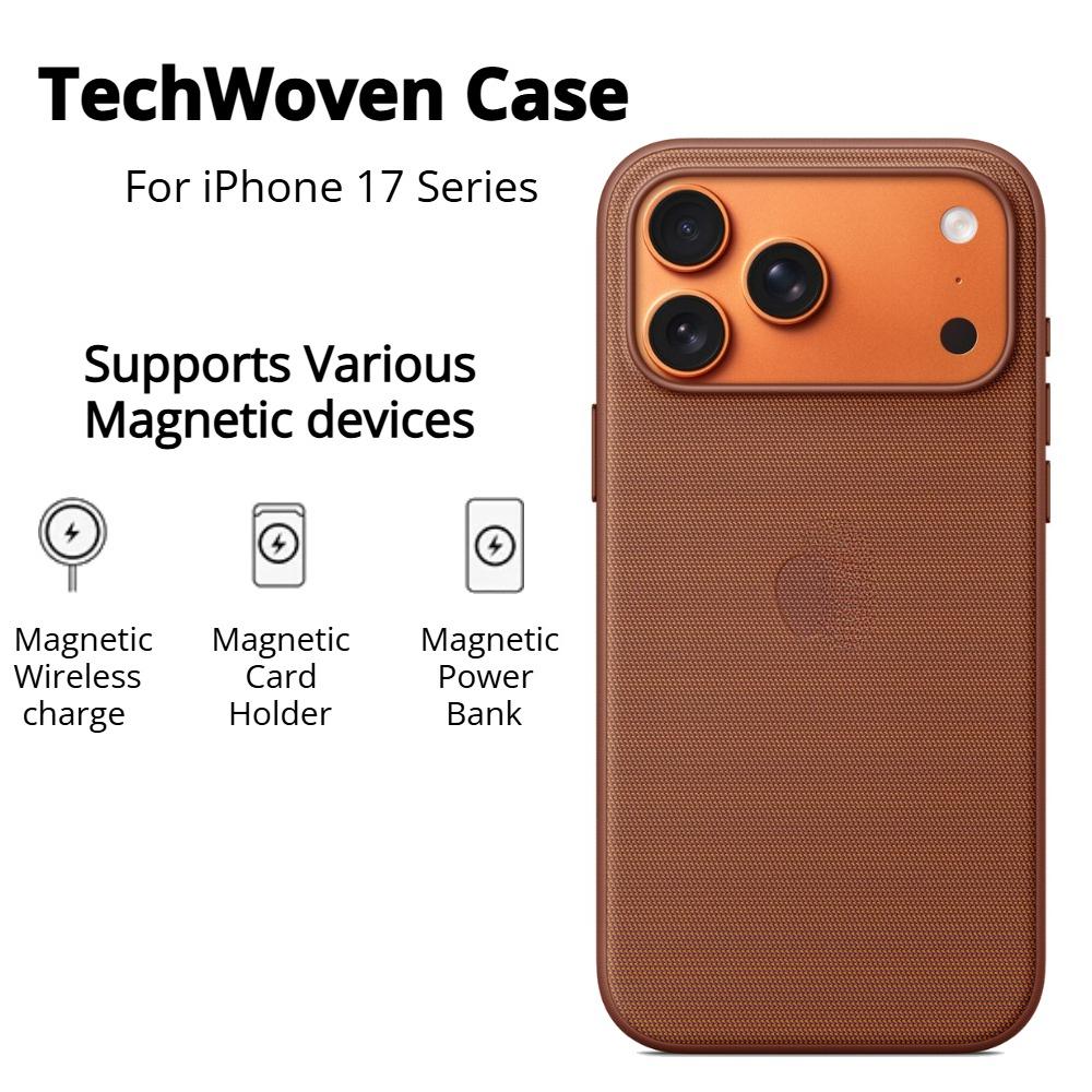 Magsafe 1:1 Оригинальный чехол Apple Techwoven с магнитом для iPhone 17Pro Max, чехол для беспроводной зарядки, полная защита логотипа, чехол для 17Pro