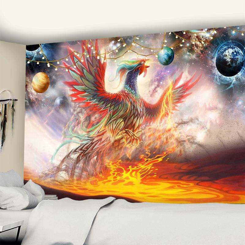 Психоделический гобелен с грибом смерти, настенный красочный абстрактный богемный хиппи, колдовство, общежитие, домашний декор