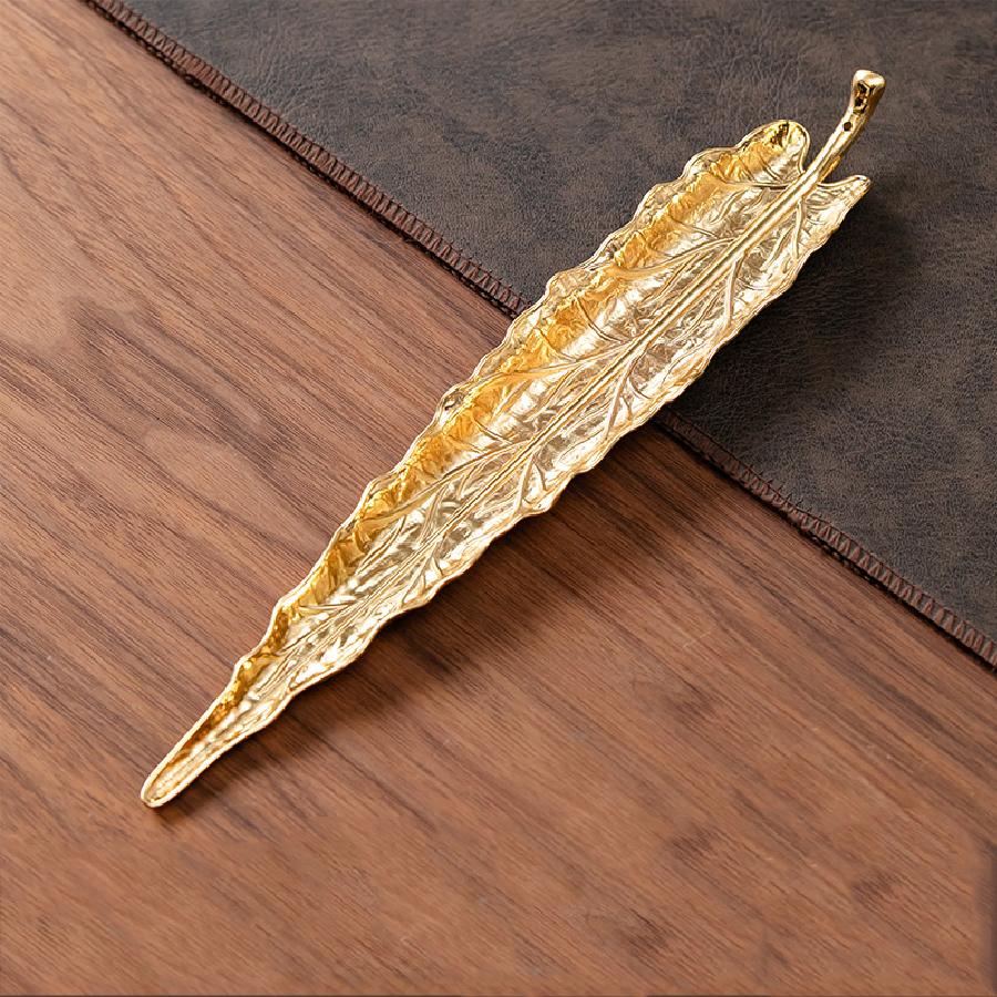 Подставка-горелка для благовоний из цинкового сплава в форме листа для релаксации, металлический настольный декор, держатель для аромапалочек, элегантная ароматерапия