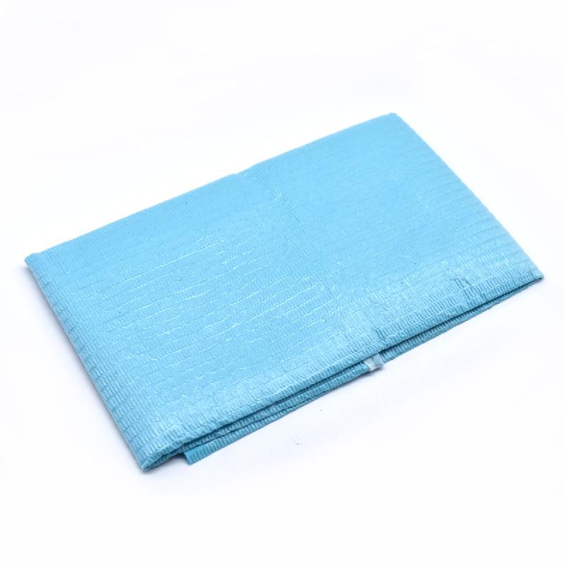 Nigf 100 Units/Pack Disposable Dental Bibs With Individual Ribbons, Blue Waterproof Leaves