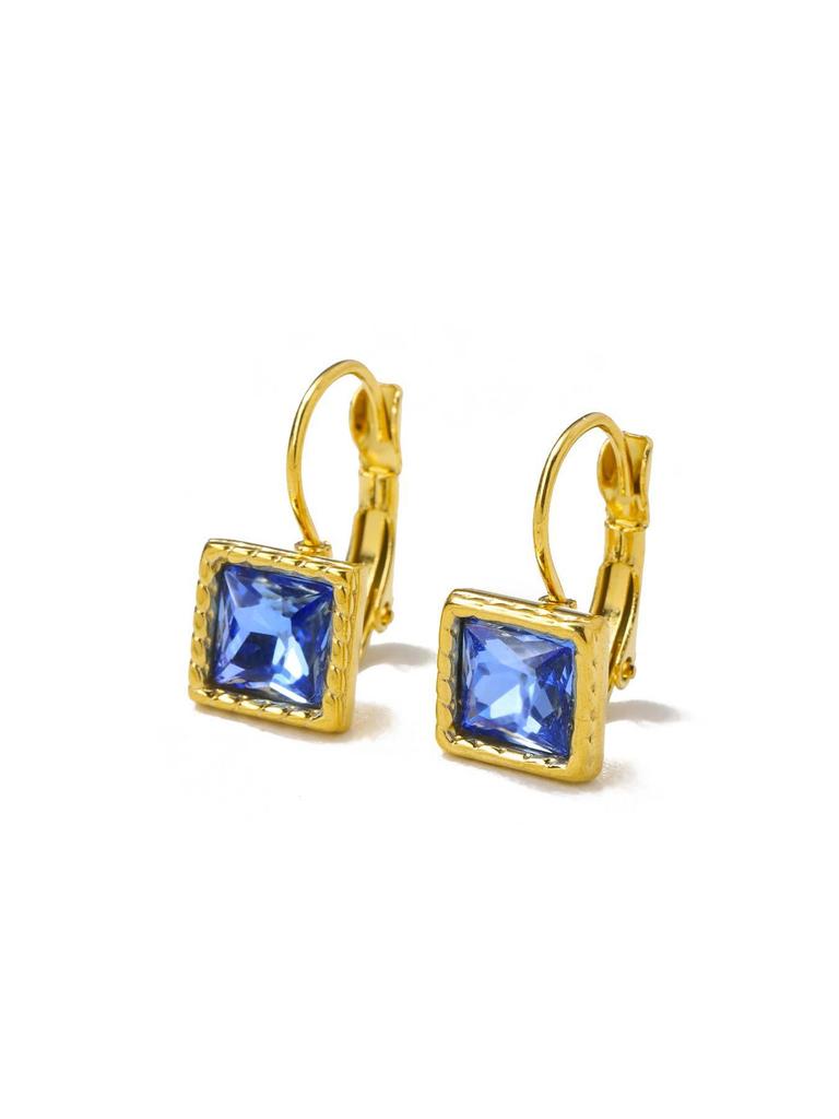 CARLIDANA Minimalist Women New Square Clip Earrings Tarnish Free 18k Gold Plated Stainless Steel Colorful Zircon Hoop Earrings