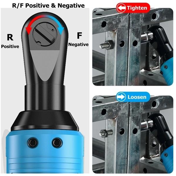 28V 60Nm Electric Cordless 90° Ratchet Wrench 3/8