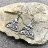 Nordic Runes Triquetra Fox Drop Earrings Women Retro Stainless Steel Female Amulet Vikings Trinity Ear Pendant Icelandic Jewelry