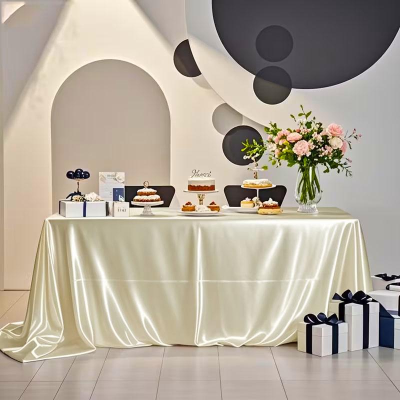 Shiny Satin Rectangular Tablecloth Washable Silk Like Table Cover for Dining Kitchen Wedding Party Banquet Decoration
