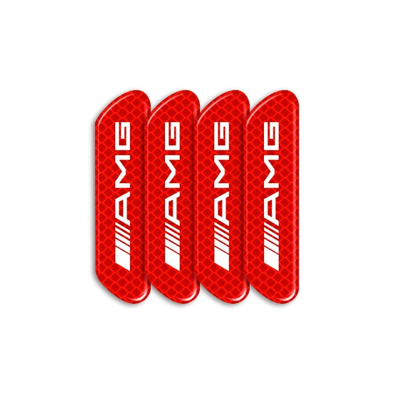 JCG1 4pcs Car Reflective Strips Warning Stickers Badge Car Caps For Mercedes-Benz C450 C180 C200 C220 C250 C300 C400 W205 S20