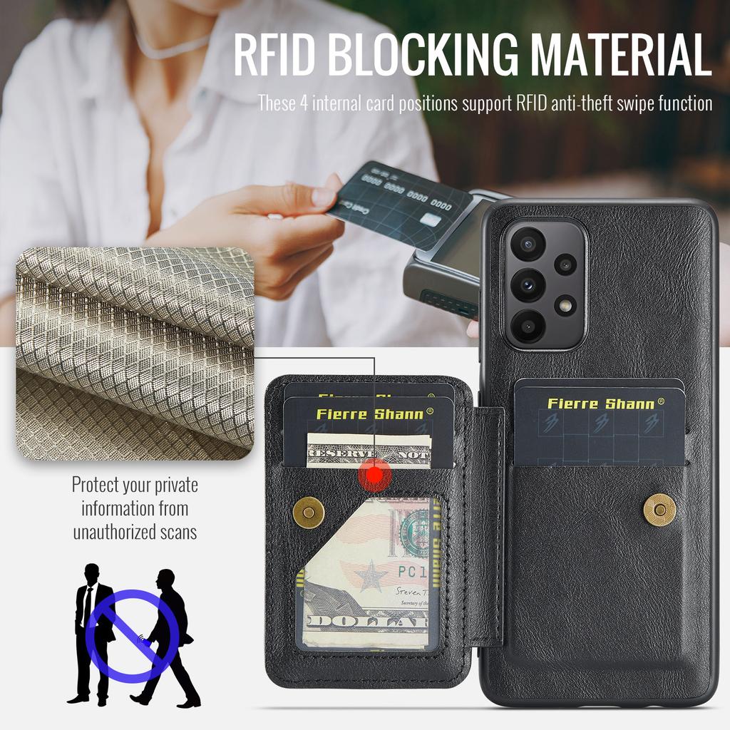 Чехол для Samsung Galaxy A73 5G с держателем для карт, защитная накладка для телефона из кожи+ТПУ