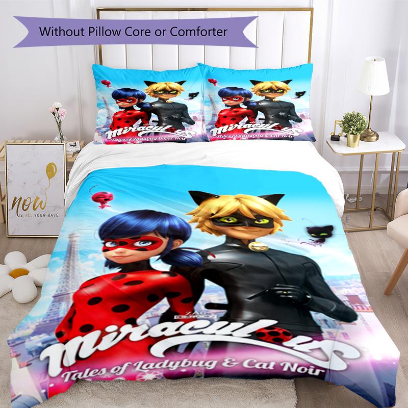 3pcs Miraculous Bedding Set Duvet Cover Closure Includes 1 Duvet Cover & 2 Pillowcases, Soft and Comfortable for All Seasons.