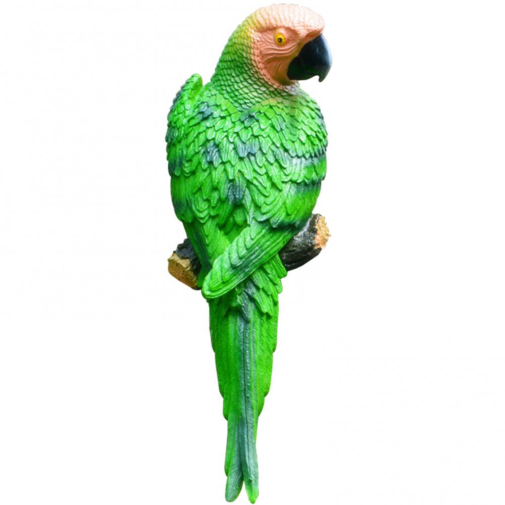 Resin Decor Craft Decoration Simulation Parrot Bird Sculpture Wall Hanging Garden Decoration