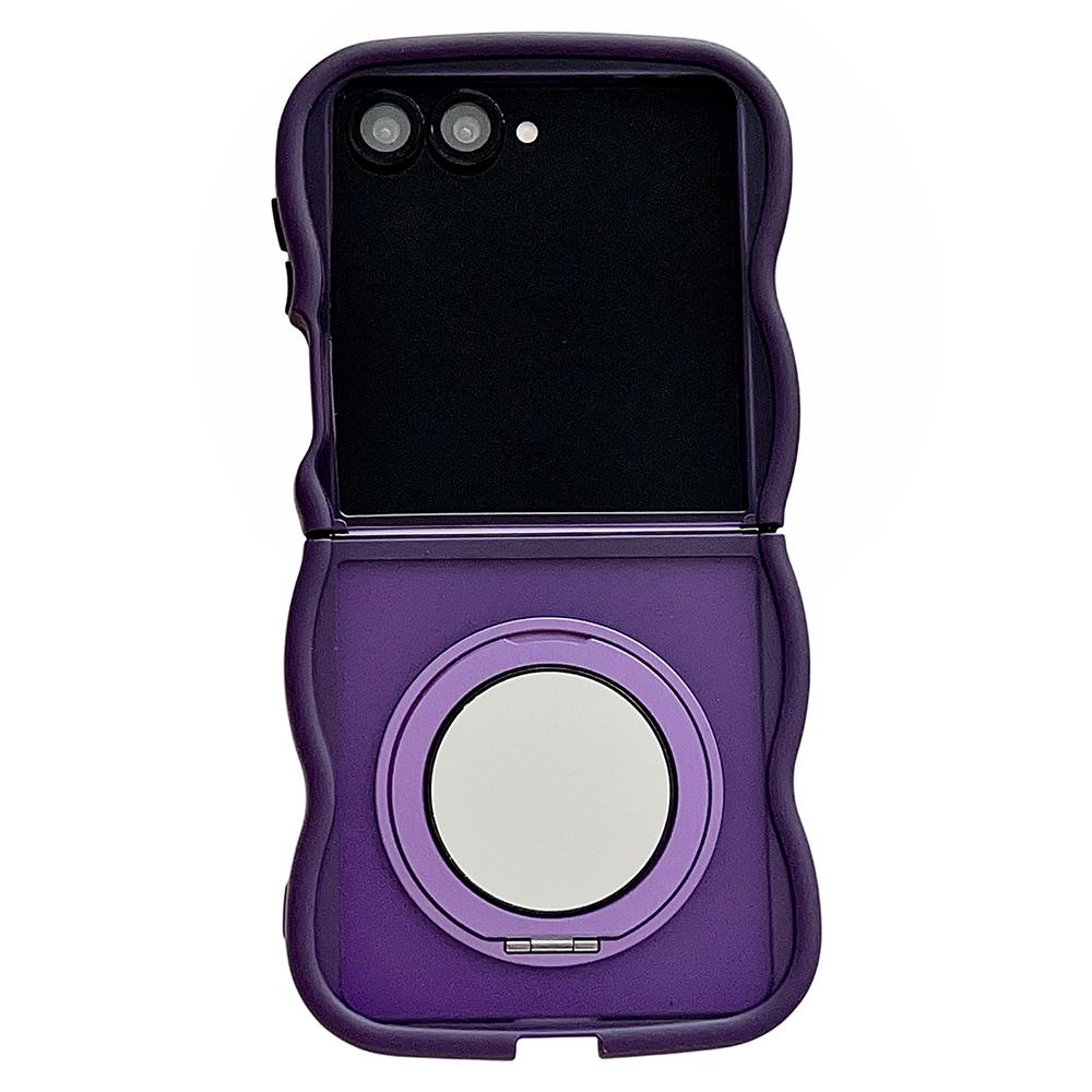 Магнитный чехол-зеркало с вращающейся подставкой для Samsung Galaxy Z Flip7 5G, TPU+PC чехол для телефона с волнистым краем