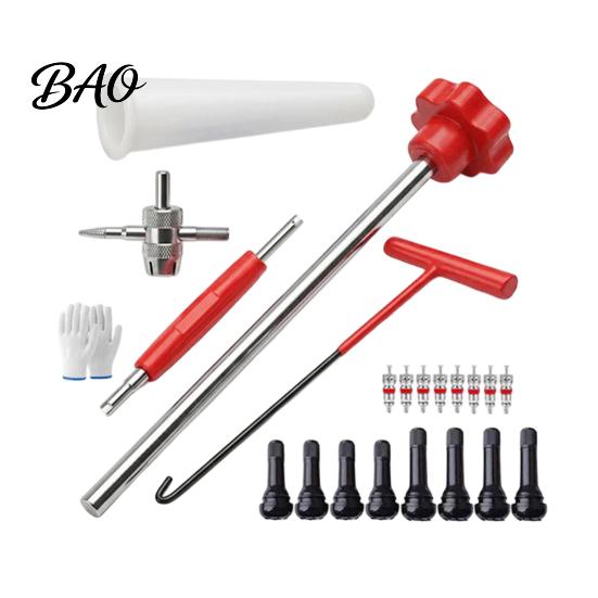 Tire Valve Tool Kit 23Pcs Stem Set, Quick Change Installer with TR413/TR414 Cars Stems, 4-Way Core Removal for Motorcycles Maintenance