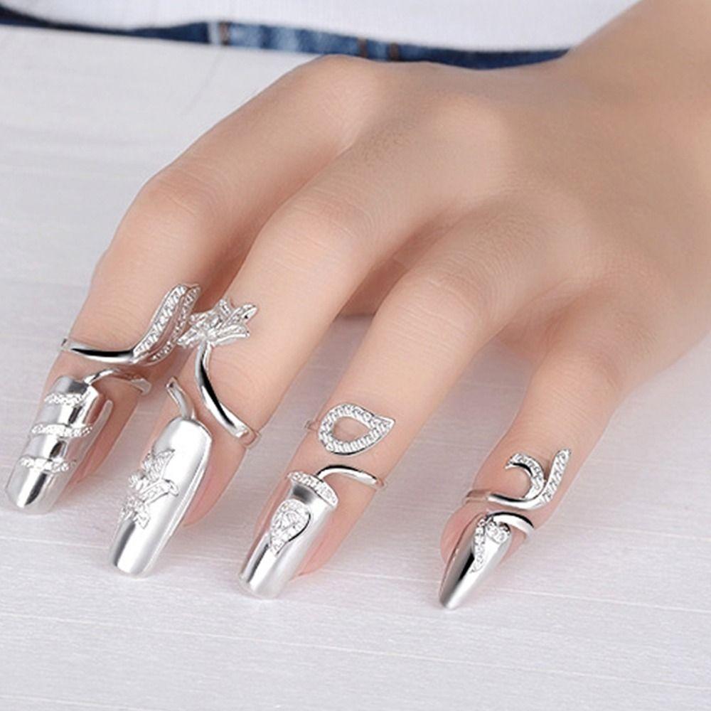 Opening Ring Girl Gift Zinc Zinc Alloy Finger Ring Fashion Jewelry Fingernail Protective Women Nail Ring
