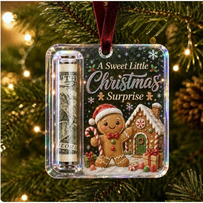 Christmas Money Holder Hanging Ornament Santa Snowman Angel Decoration for Holiday Party Tree Decor 9.9x9.9cm
