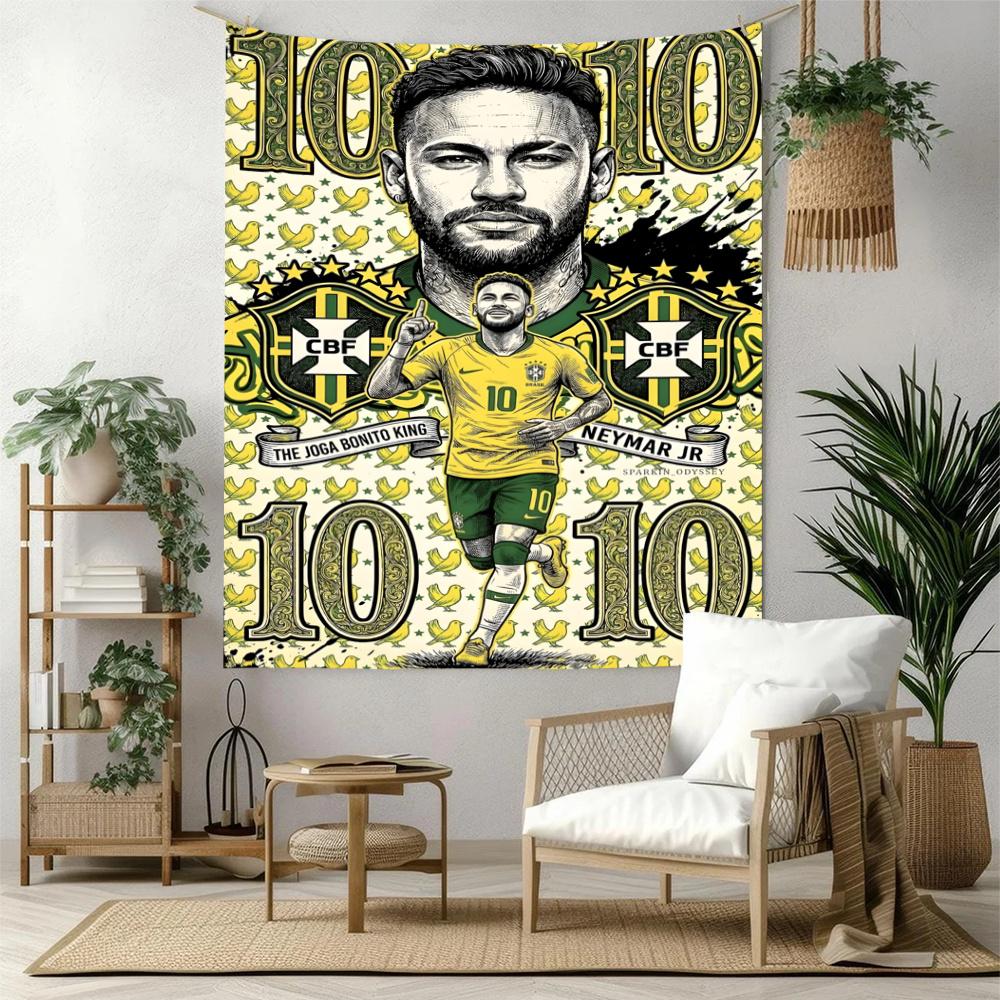 Brazilian Football Legend Boho Wall Tapestry Cozy Warm Perfect For Reading Corner Balcony Living Room Yearround Hand Painted Style Gift For Birthday