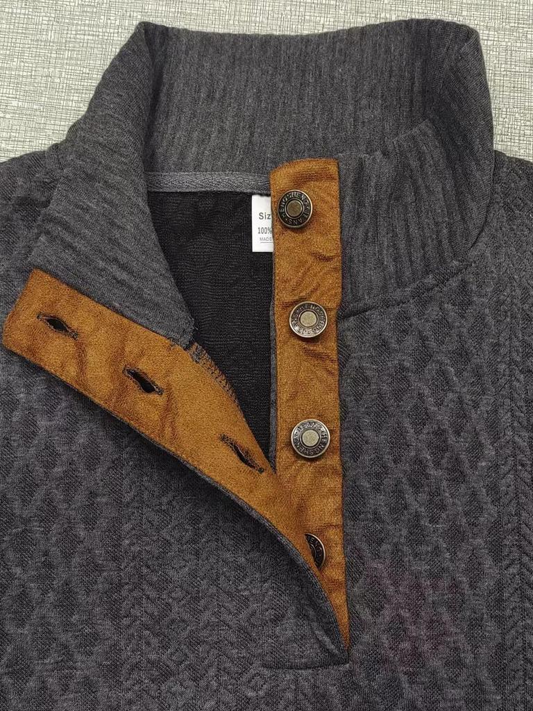 Мужской модный джемпер облегающего кроя с жаккардовым узором - Осенне-зимний свитер с воротником-стойкой и длинным рукавом для бега