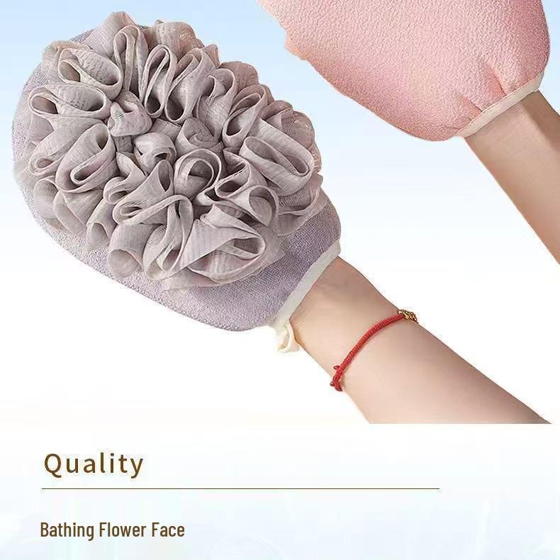 Women’s Two-in-One Exfoliating Bath Flower: Skin-Friendly Back Scrubber & Mitt
