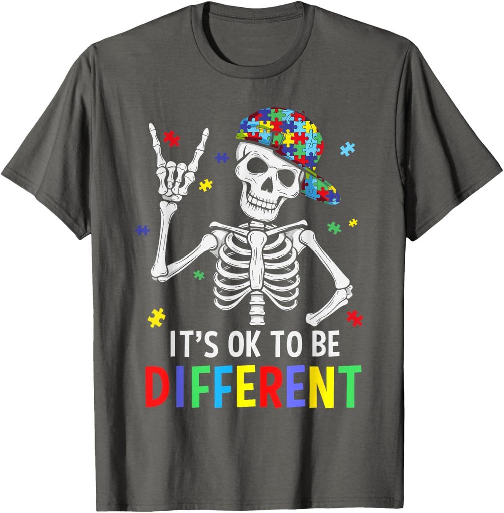 Its Okay To Be Different Autism Awareness Skeleton Unisex T-Shirt