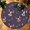 Animal French Bulldog Pattern Round Rug,Washable Soft Circular Floor Mat, Non Slip Low Pile Area Rugs for Kids Room Bedroom