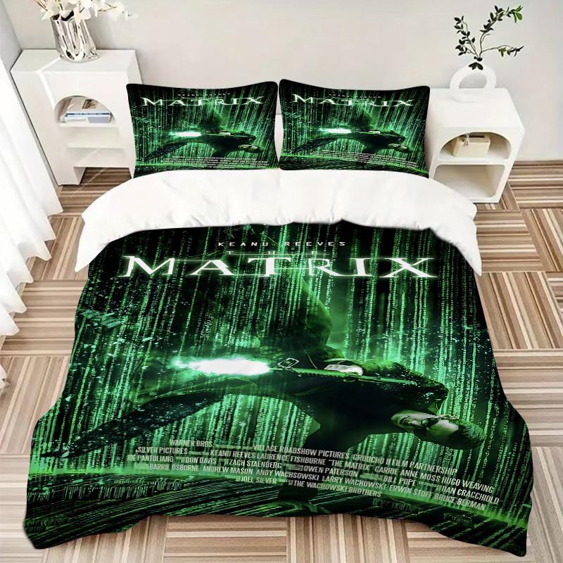 3pcs The Matrix Bedding Set, Soft Polyester Duvet Cover and Pillowcases Machine Washable Seasons all suitable 33