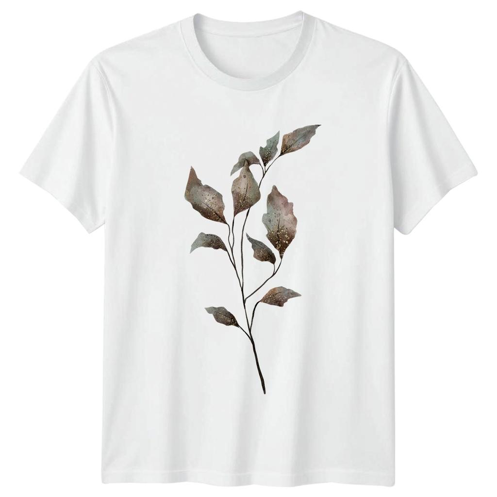 Gilded Eucalyptus Leaf Watercolor Art Unisexs TShirt Eucalyptus Design