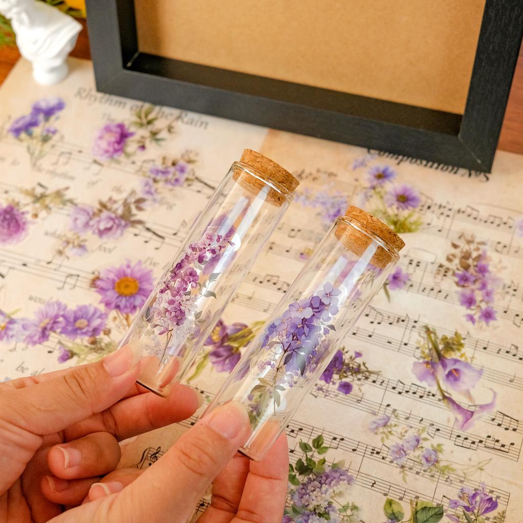 Бутик 50 Романтичных Фиолетовых Цветов Прозрачные Водонепроницаемые Наклейки Сделай Сам Декоративный Чехол для Мобильного Телефона Бутылка Желаний Стекло Чашка для Воды