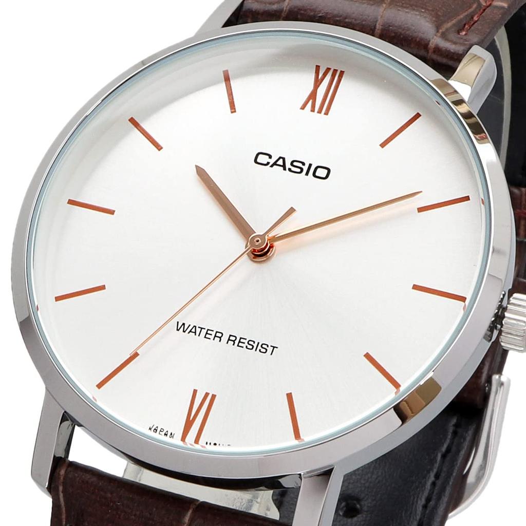 CASIO Quartz Watch Silver X Brown Leather Band Overseas Model [Casio] Men's MTP-VT01L-7B2 [Item]