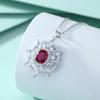 S925 Silver Ruby Natural Stone Zircon Pendant Sunflower Octagram Necklace Women's Premium Sterling Silver Clavicle Chain