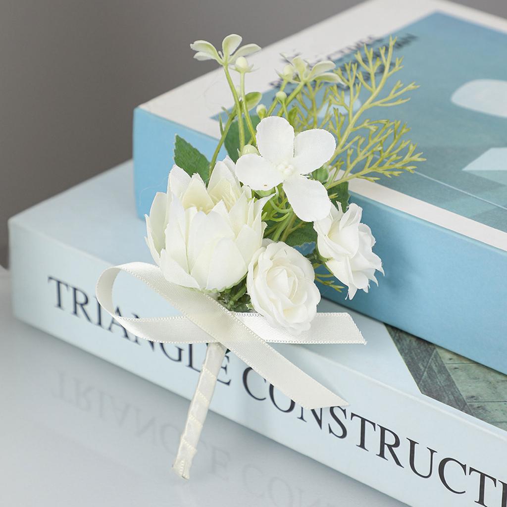 Шелковая бутоньерка Петлица Искусственные цветы Булавки Корсаж на запястье для подружки невесты Классическая свадебная бутоньерка для торжеств