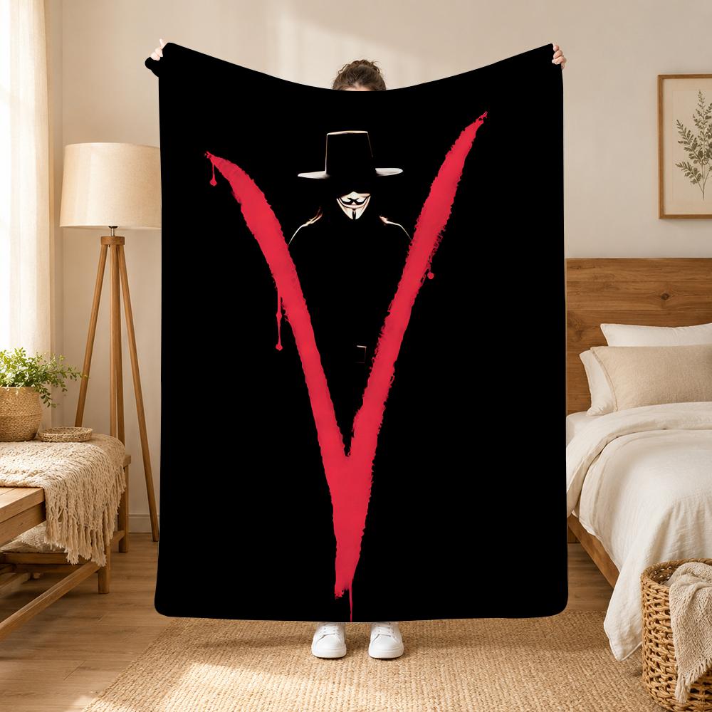 V for Vendetta Movie Throw 240g flannel blanket, suitable for sofas, beds, offices,  exquisite gift blankets
