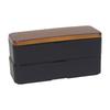 Mies Long Angle Wood Grain Square 2 Tier Bento Black 73501 (MIYS)