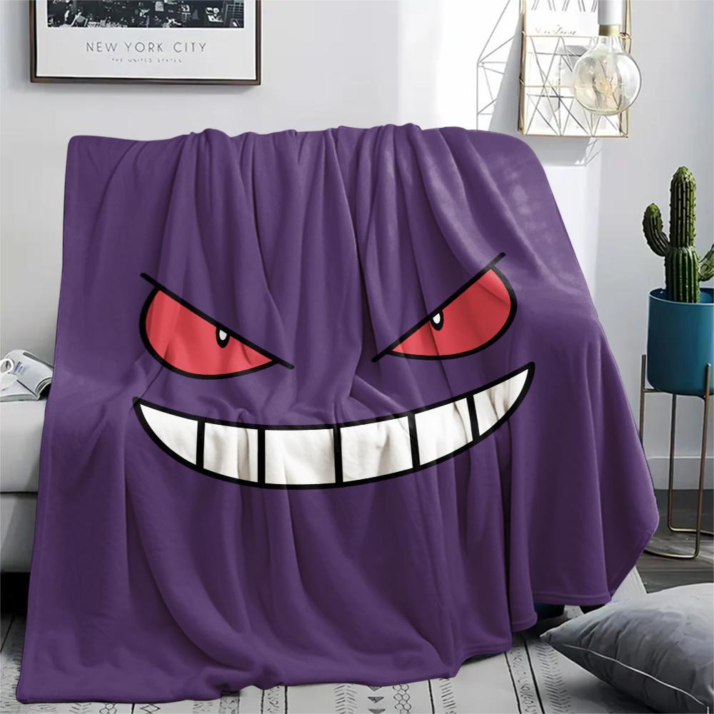 Cute Gengar Blanket, Warm Throw for Bedroom, Perfect Gift for Gengar Fans.chl