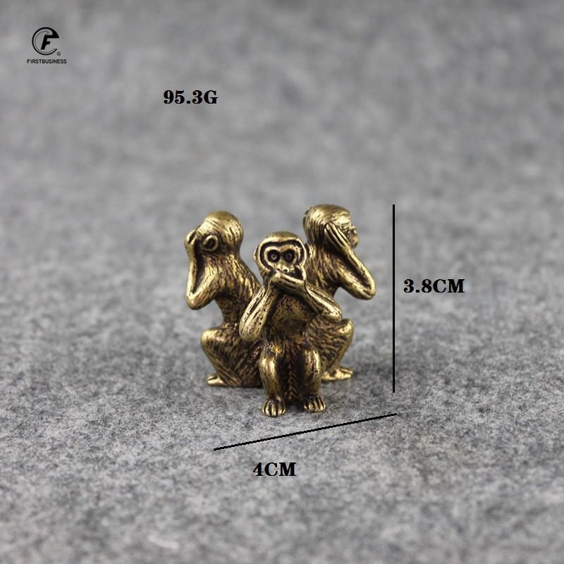 Антикварная Медная Фигурка Трех Обезьян Декор для Дома Украшения для Гостиной Китайский 12 Знаков Зодиака Миниатюрная Фигурка Мебель Украшение
