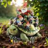 Gnome Family On Turtle Garden Stake Outdoor Acrylic Gnome Turtle Figurine with Stake for Lawn Patio Balcony Yard Decor