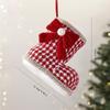 Elegant Christmas Boots Pendant Grid Pattern DIY Christmas Decorations  Christmas