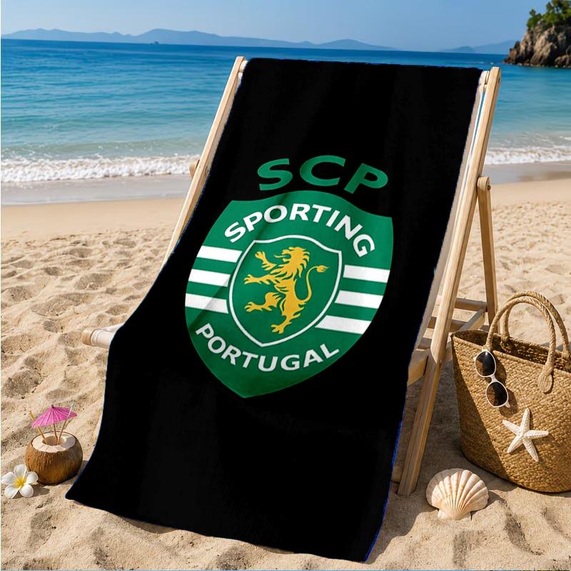 Пляжное полотенце с эмблемой Sporting Cp, Быстросохнущее, Легко ухаживать, Подходит как для занятий фитнесом, так и для пляжного отдыха, Спортивный незаменимый аксессуар