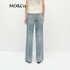 MO&Co. Women's Mid-High Waist Washed Straight-Leg Jeans