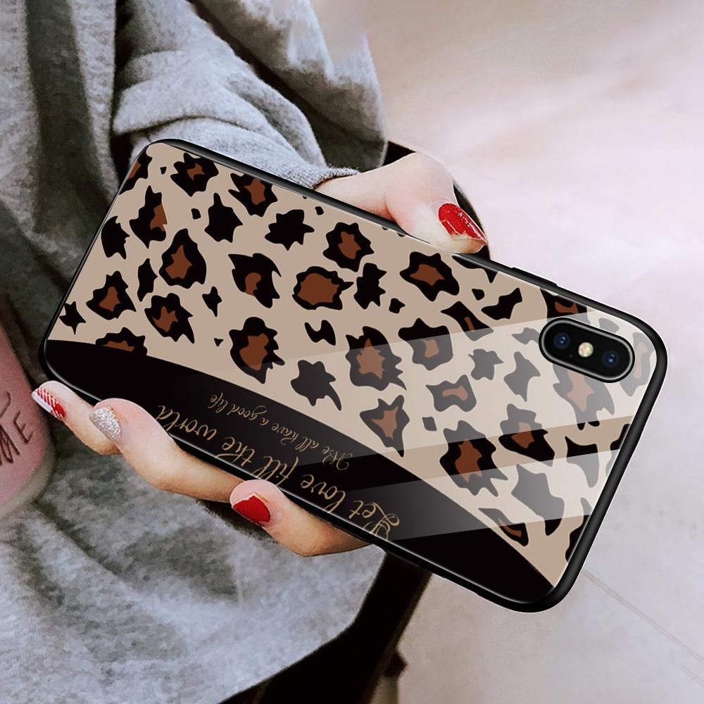 For Samsung A15 A35 A55 A73 S24 Xiaomi 13T 12T 11T Redmi Note 13 Pro 12 11 Pro 12S iPhone 15 16 Women Leopard Pattern Shockproof Tempered Glass Case