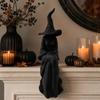 Halloween Faceless Witch Figurine Black Seated Witch Wall Hanging Halloween Decoration Gothic Style for Living Room, Bookshelf