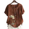 Fashionable Women's Short Sleeve Cotton Top with 11 Colorful Floral Designs