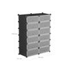 SONGMICS Interlocking Shoe Rack, Rectangular Storage Organiser, 12-Slot Modular DIY Storage Shelf Unit, 40 x 30 x 17 cm for Each Slot