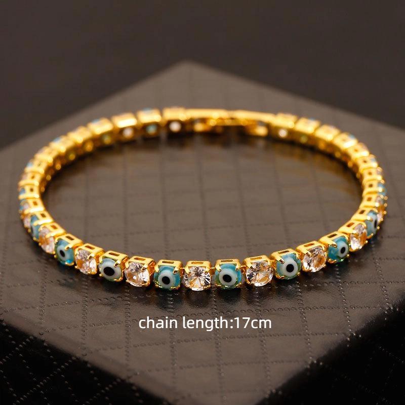 Синий сглаз Регулируемые браслеты-теннисные цепочки с цирконами для женщин и мужчин Ювелирные подарки