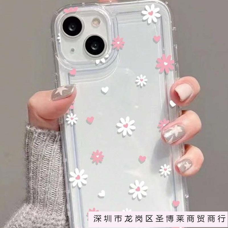 Розовый Белый Цветок Любви Подходит для iPhone 16 Подушка Безопасности 15 Apple 14 Чехол для Мобильного Телефона 13promax Прозрачный 12 Премиум