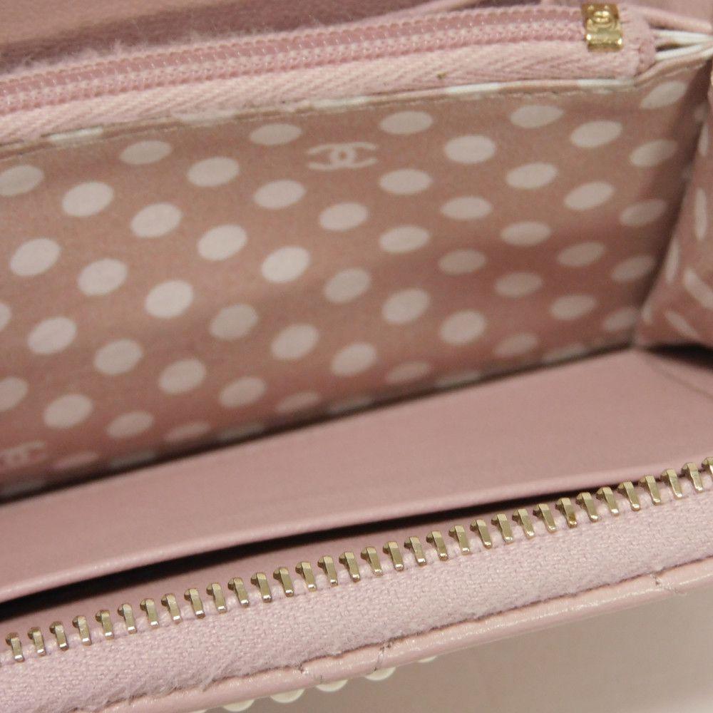 Б/у 10097 Кошелек для монет на молнии Coco Pearl AP3811 7943 COCO Mark CC Mark Точки Рандомный Мателье Розовый Бежевый Женский из Японии