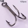 100 шт. тройные крючки из высокоуглеродистой стали, 7 размеров, 2/4/6/8/10/12, снасти для рыболовных крючков