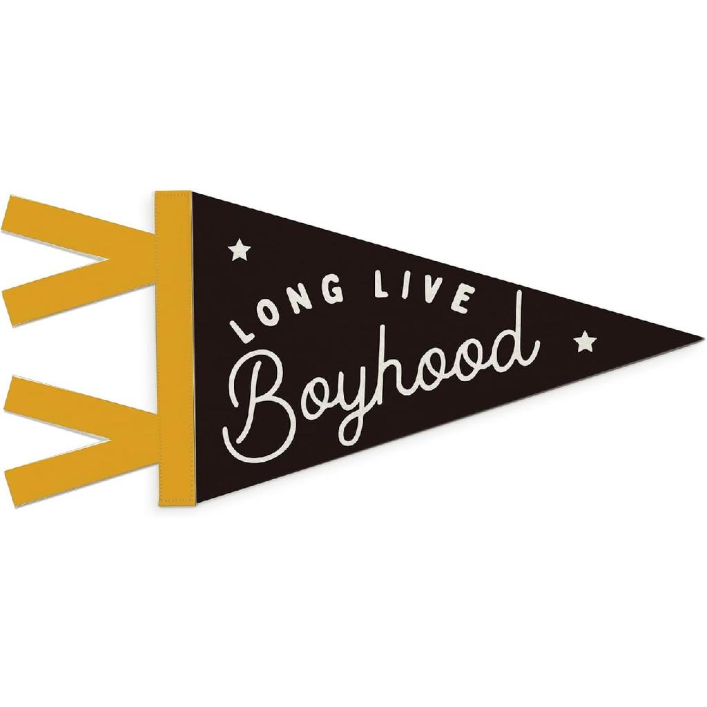 Boys Room Decor, Long Live Boyhood Wall Hanging Pennant Flag Banner, Preppy Neutral Checkerboard Wall Decorations for Nursery Toddler Boys Bedroom