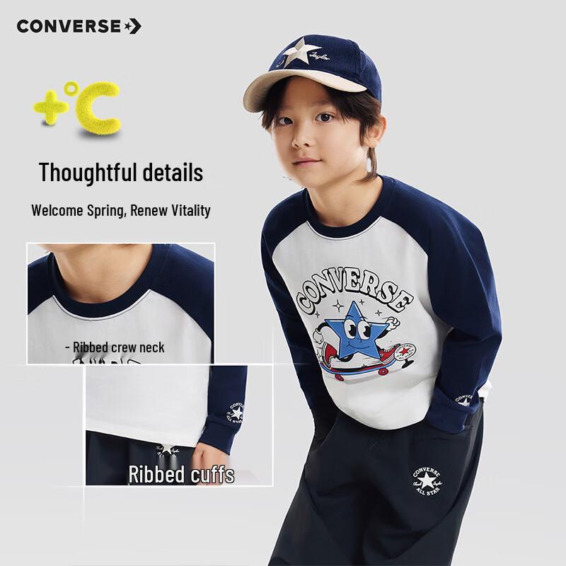 Converse Детская хлопковая футболка с длинным рукавом и логотипом-звездой