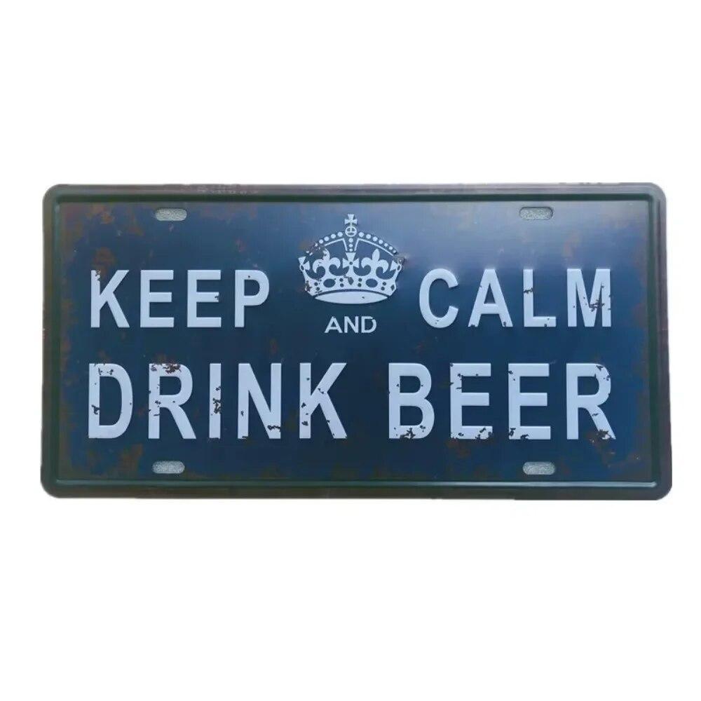 Metal Tin Sign Car License Plate Beer Beach USA Art Poster Shabby Plaque Iron Poster Pub Wall Sticker Decor