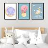 Baby Elephant Over the Moon Painting Child Wall Art Canvas Print Poster Cute Funny Animal Picture for Kid's Room Decor Cuadros