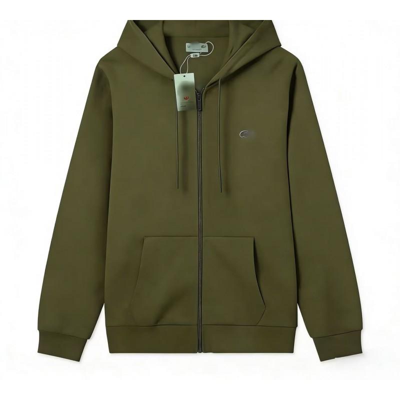 Unisex Hooded Zip-Up Sweatshirt With Embroidered Fish Lightweight Casual Pullover Fall